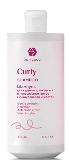 ADRICOCO, Шампунь CURLY для кудрявых, вьющихся с гиалуроновой кислотой, 400 мл арт 8714443