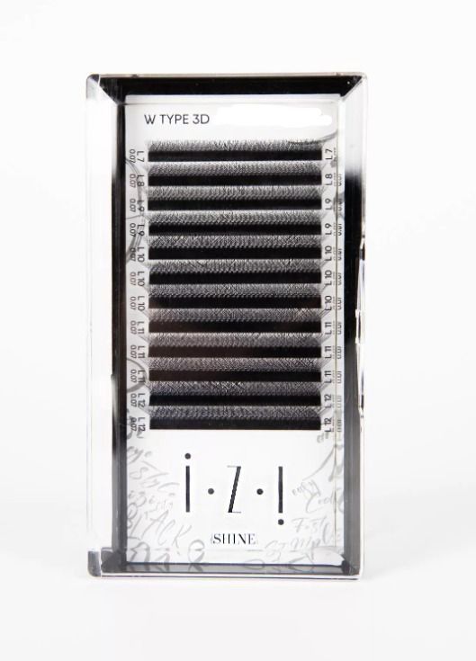 elSHINE IZI, Ресницы черные пучки 3D W, микс, 12 лент (C 0.07 7-12мм)