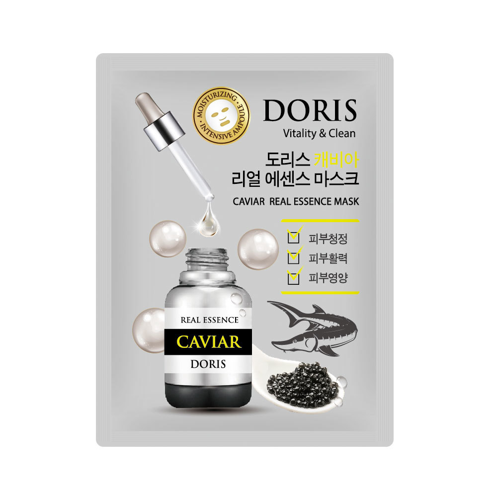 DORIS,Тканевая маска для лица ЭКСТРАКТ ИКРЫ CAVIAR Real Essence Mask, 1шт