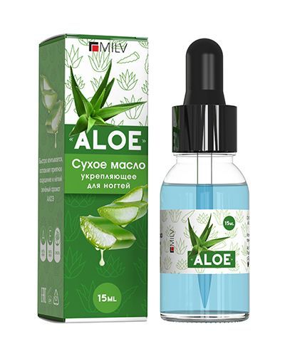 Milv, Сухое укрепляющее масло для ногтей «ALOE». 15 мл