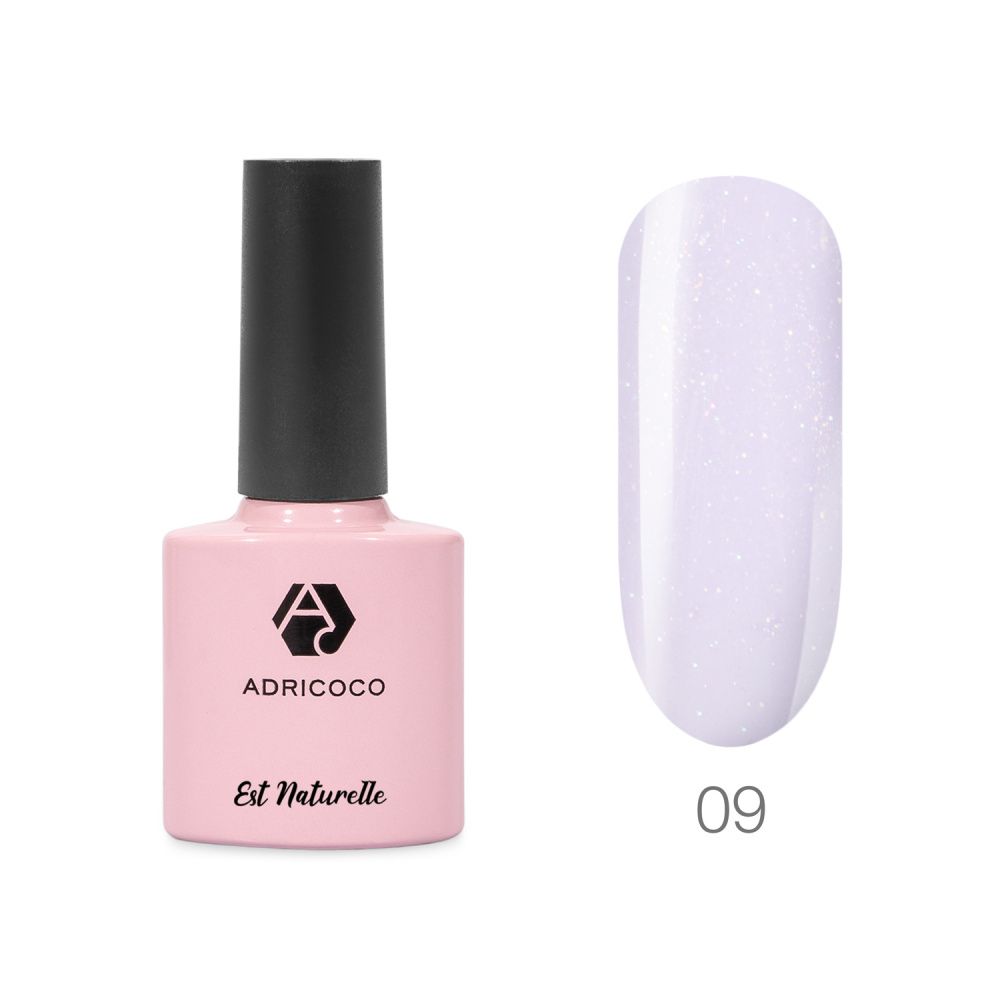 ADRICOCO, Гель-лак Est Naturelle №09 камуфлирующий сиреневый с шиммером, 8 мл