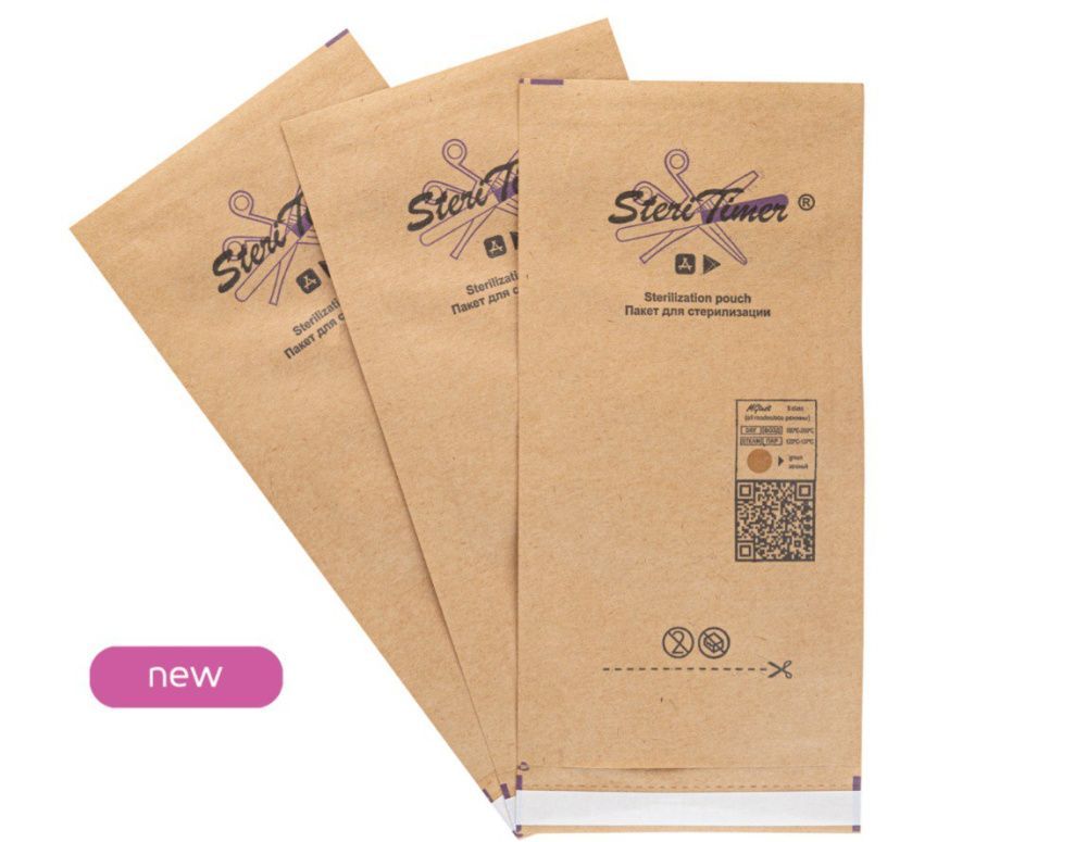 Steritimer, Крафт-пакеты для стерилизации, 75*150 мм, КОРИЧНЕВЫЕ 100 шт