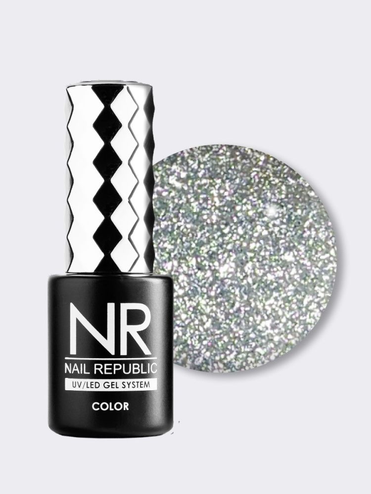 NR, Flash 04 гель-лак светоотражающий, Серебро, 10 мл