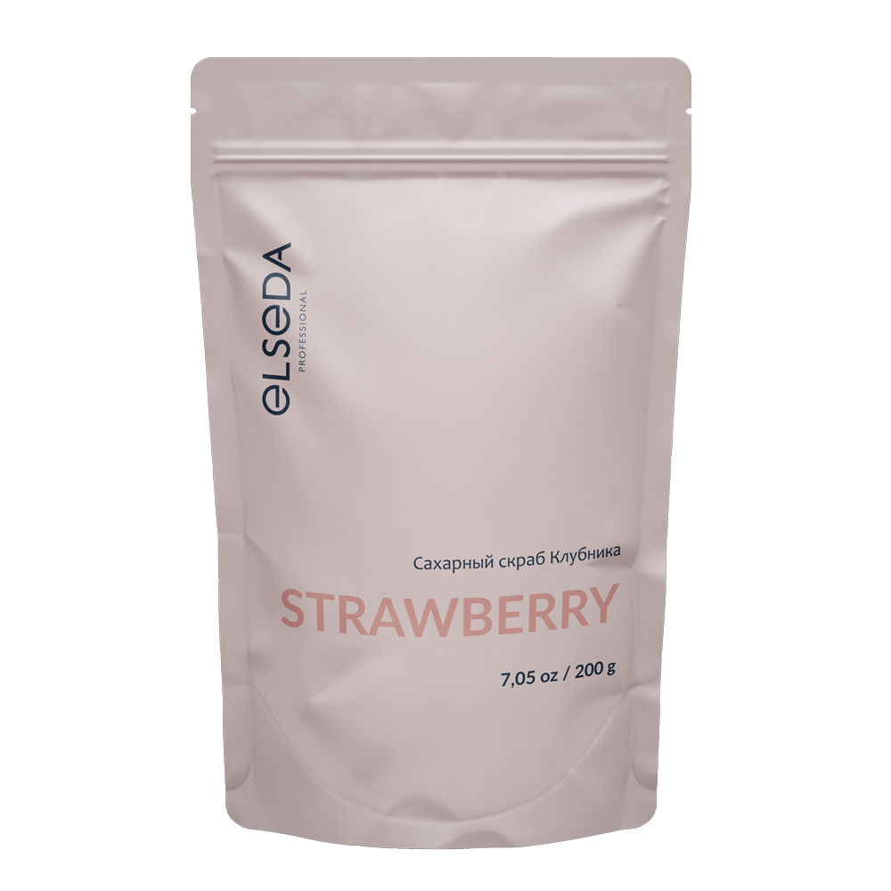 ELSEDA, Сахарный скраб д/тела КЛУБНИКА (дой-пак), 200 гр