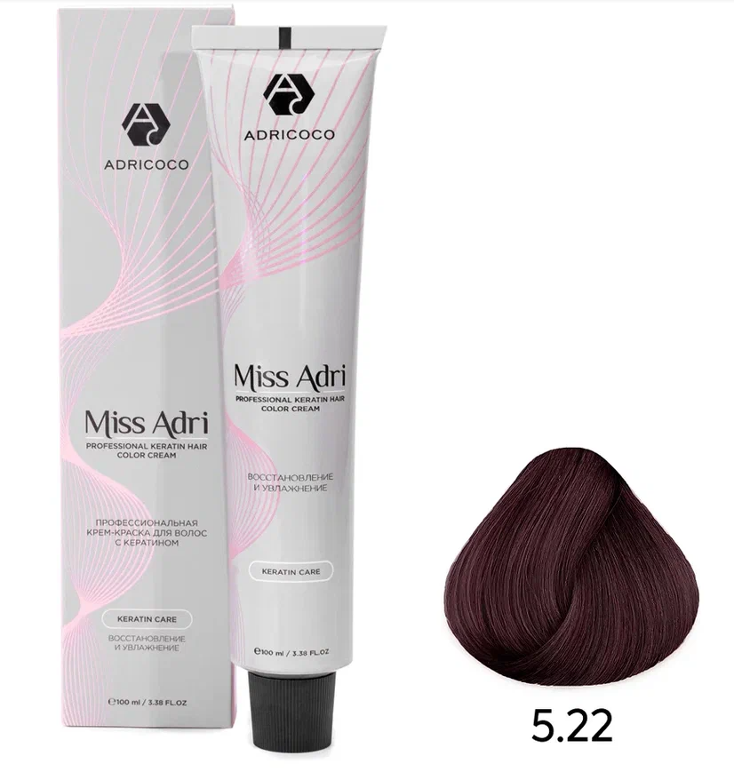 ADRICOCO, К/краска д/волос Miss Adri оттенок 5.22 Светлый корич. интенс. фиол. 100 мл, арт. 1637176