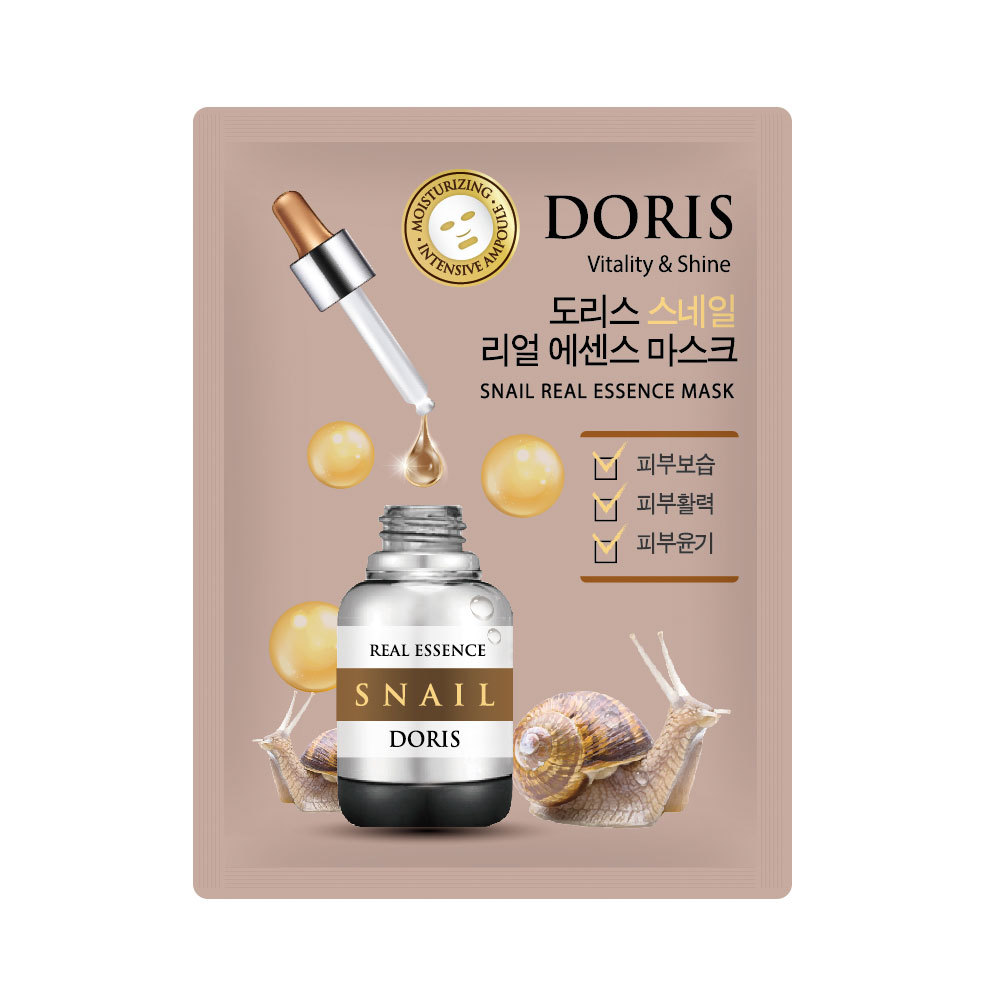 DORIS, Тканевая маска для лица МУЦИН УЛИТКИ SNAIL Real Essence Mask, 1шт