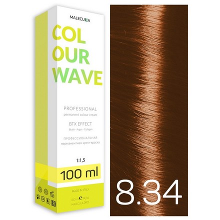 Malecula, Крем-краска 8.34 Light Gold Copper Blond/Светлый золотисто-медный блонд, 100мл