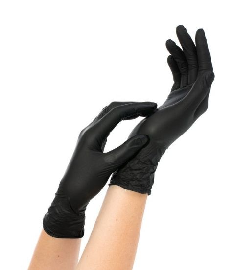 INEKTA PRO, Перчатки нитрил.неопудр. текст.на пальчиках ЧЕРНЫЕ L  50пар