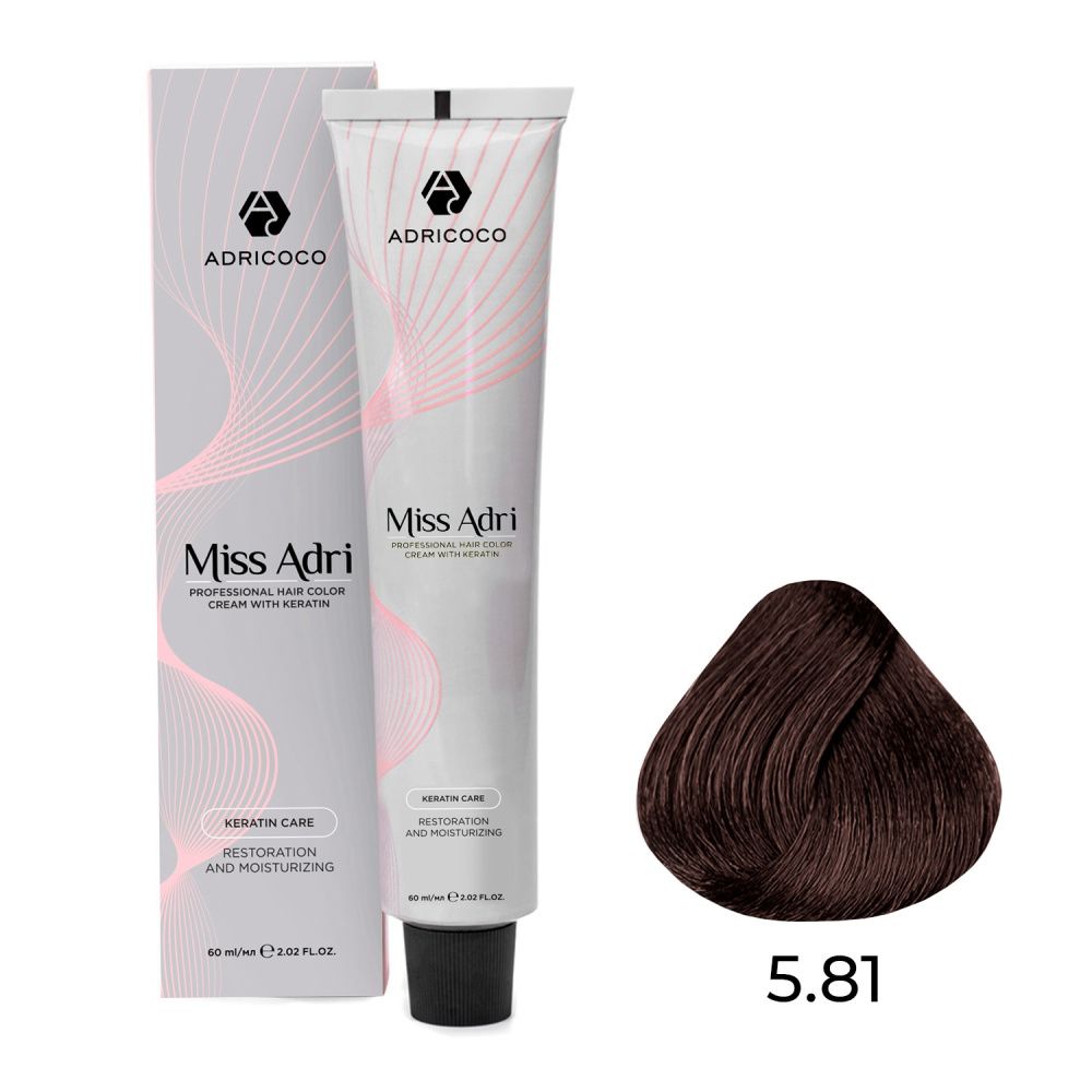 ADRICOCO, К/краска д/волос Miss Adri с кератином, 5.81 Св. корич. шокол. пепел 60 мл, арт 8713606