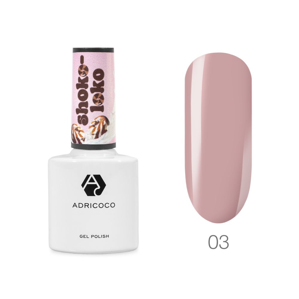 ADRICOCO, Гель-лак  Shoko-LOKO №03 пудровый краш, 8 мл
