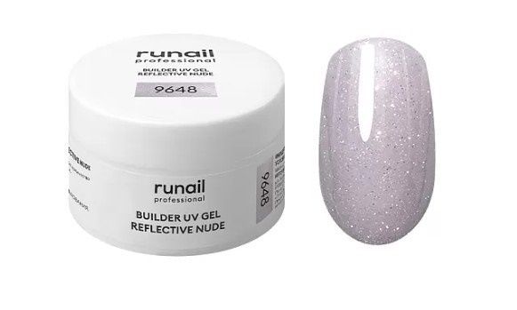 Runail, Моделирующий УФ-гель светоотражающий BUILDER UV GEL REFLECTIVE NUDE, 15г №9648 ЧЗ