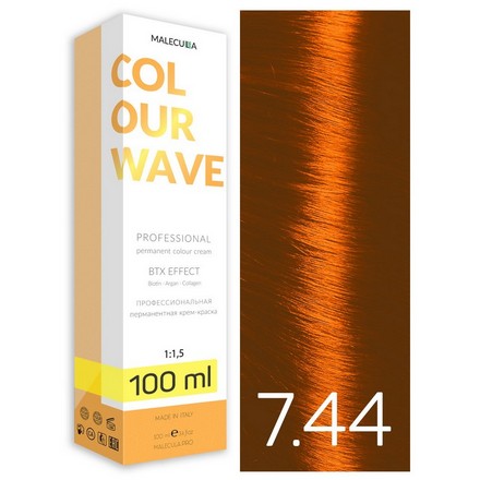 Malecula, Крем-краска 7.44 Intense Copper Blond/Интенсивный медный блонд, 100мл