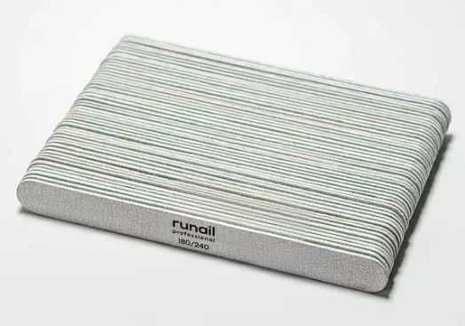 Runail, Проф. пилки-мини для натуральных ногтей, спайка 50шт (серая, прямая, 13 см, 180/240) №9781