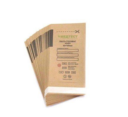 ПБСП-СтериМаг, Крафт-пакеты для стерилизации, 60*100 мм, КОРИЧНЕВЫЕ 100 шт