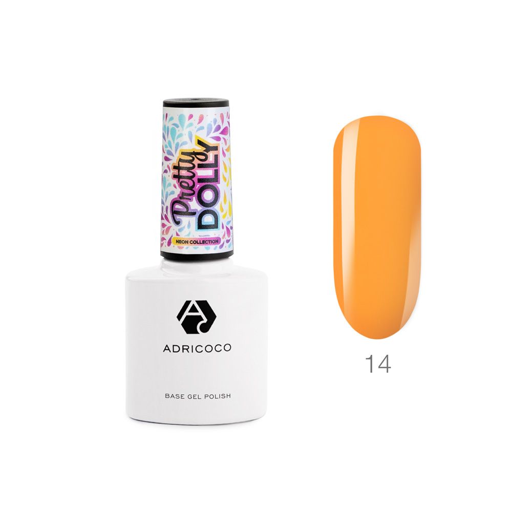 ADRICOCO, Гель-лак  Pretty dolly №14 неоновый мандариновый, 8 мл