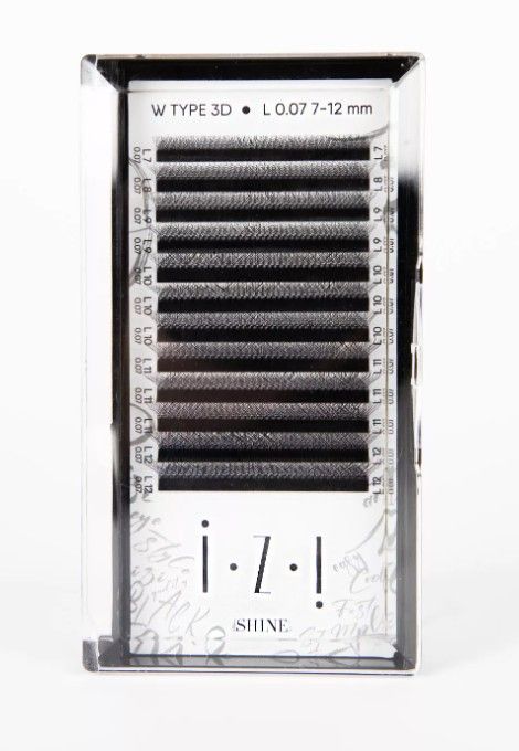 elSHINE, Ресницы черные IZI пучки 2D YY, микс, 12 лент (L 0.07 7-12мм)