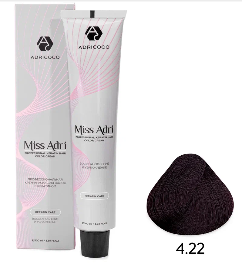 ADRICOCO, Крем-краска д/волос Miss Adri оттенок 4.22 Коричневый интенсив фиол. 100мл, арт 1637169 