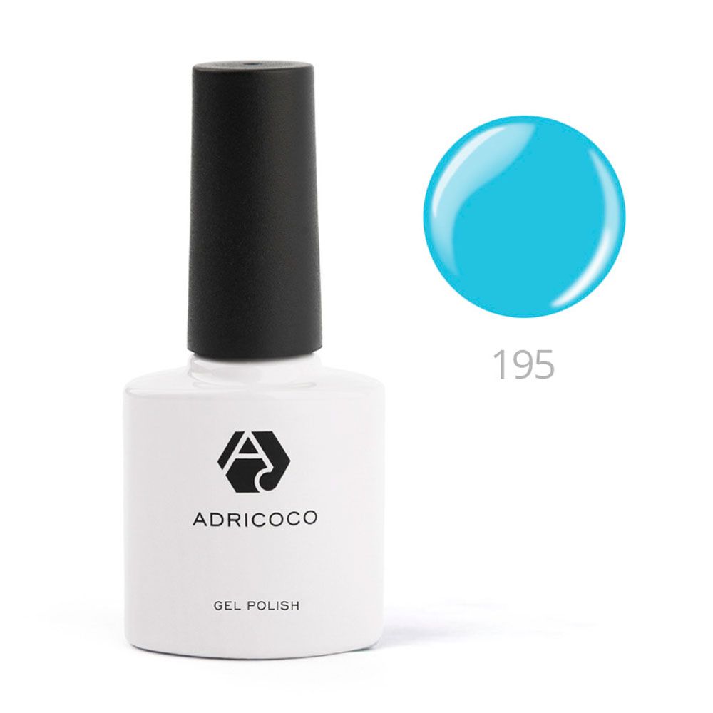 ADRICOCO, Цветной гель-лак №195 аквамарин, 8 мл