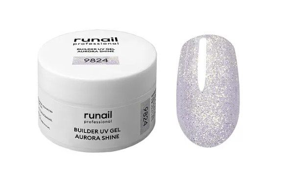 Runail, Моделирующий УФ-гель c шиммером BUILDER UV GEL AURORA SHINE, 15г №9824 ЧЗ