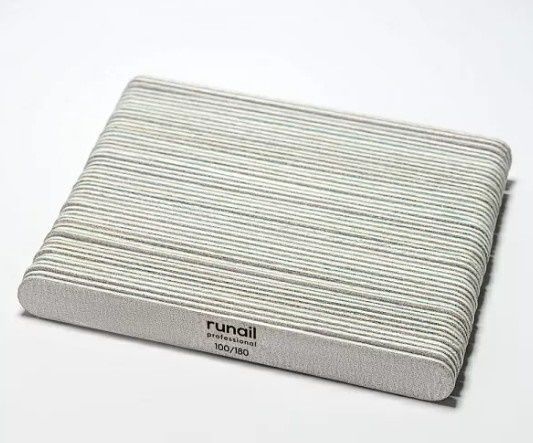 Runail, Проф. пилки-мини для искусственных ногтей, спайка 50шт (серая, прямая, 13 см, 100/180) №9780