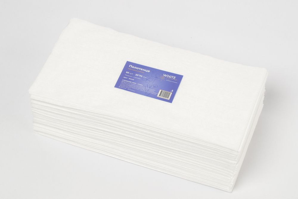 White Line, Полотенце малое 35*70, спанлейс, белый 50 шт ПАЧКА