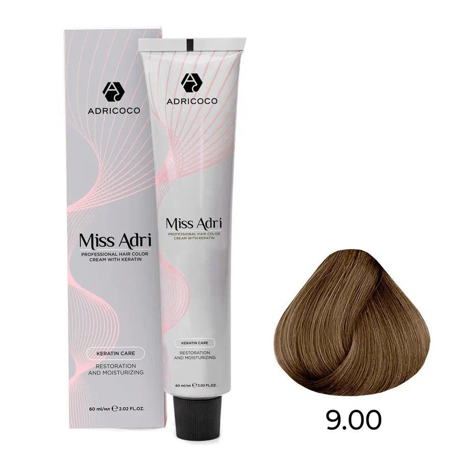 ADRICOCO, К/краска д/волос Miss Adri с кератином, 9.00 Оч. светл. блонд интен. 60 мл, арт 8712777