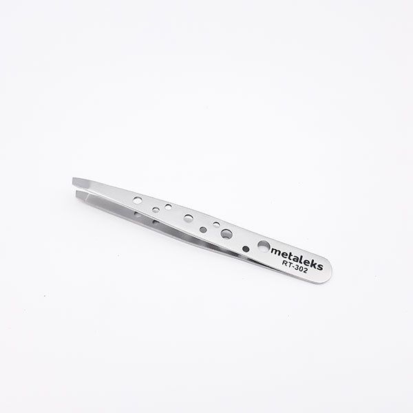 Металекс, Пинцет для бровей скошенный, матовый RT-302