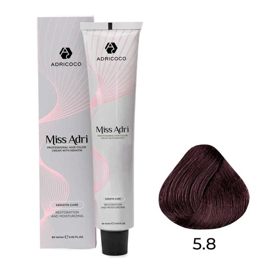  ADRICOCO, К/краска д/волос Miss Adri с кератином, 5.8 Светлый коричневый шокол. 60 мл, арт 8713569