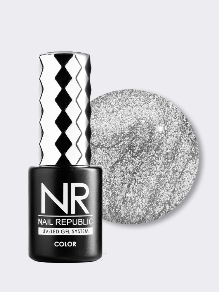 NR, 419 Diamonds гель-лак, Зеркальное серебро, 10 мл