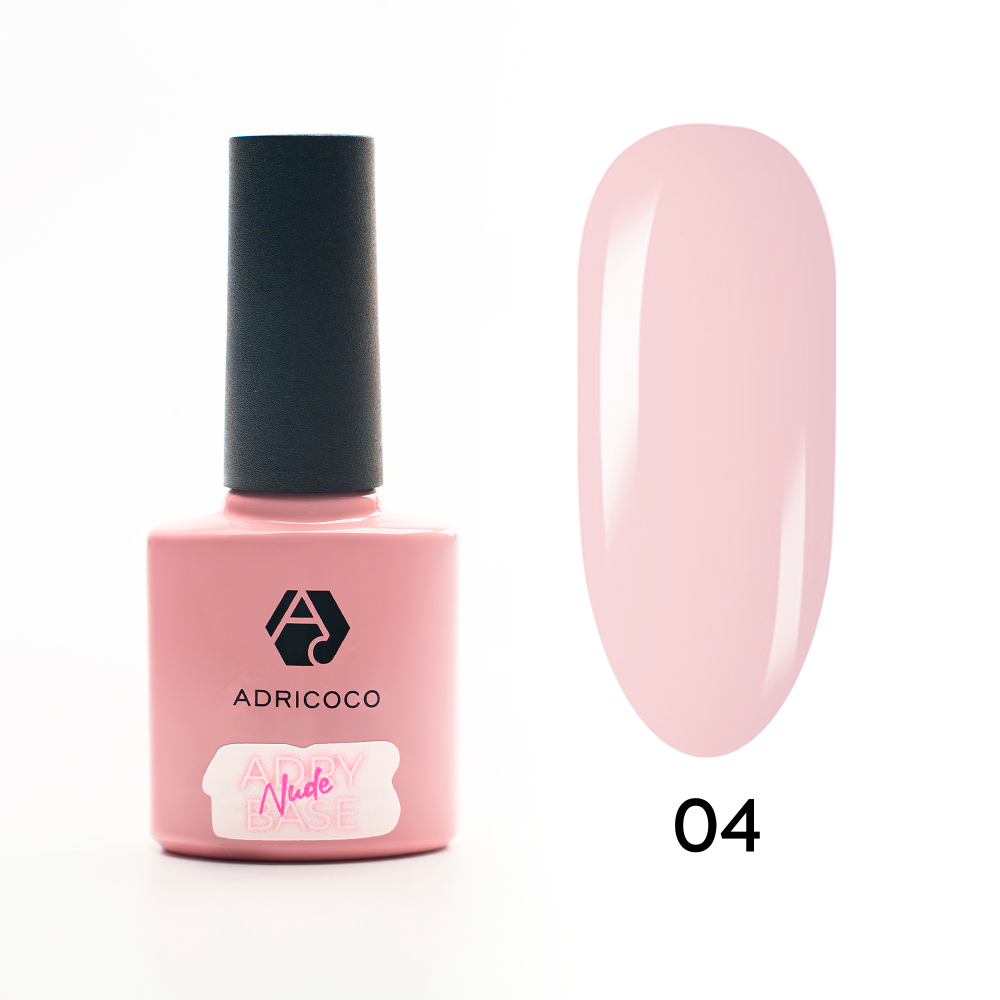 ADRICOCO, База для гель-лака Adry Nude Base, жесткая №04 пудровый нюд, 8 мл