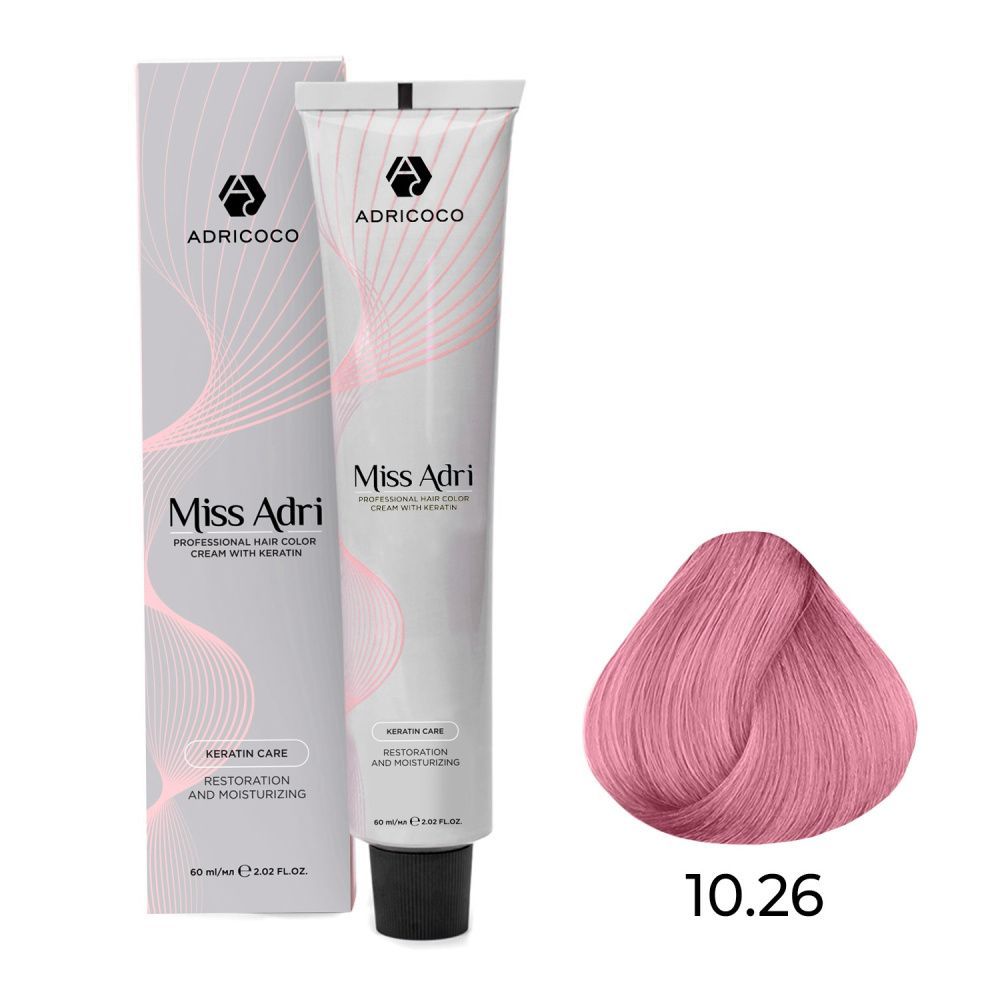 ADRICOCO, К/краска д/волос Miss Adri с кератином, 10.26 Плат. блонд фиолет. роз. 60 мл, арт 8713200