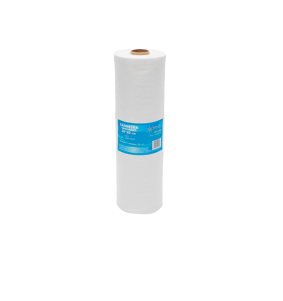 White Line, Салфетка одноразовая 20*30, спанлейс, белый 100 шт РУЛОН