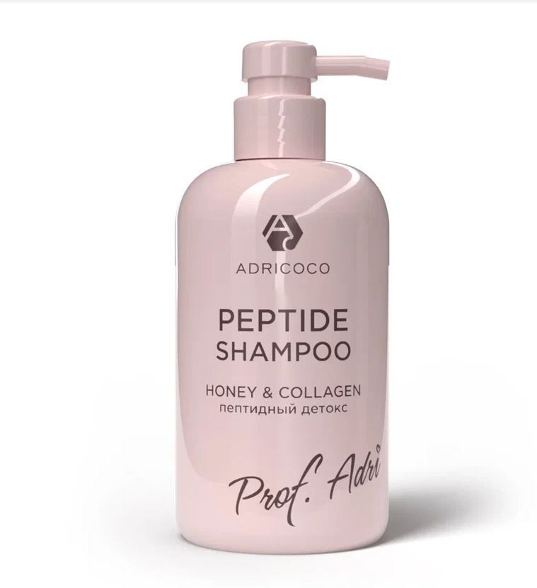 ADRICOCO, Пептидный крем-шампунь для волос Prof Adri с экстрактом меда и коллагеном, 300 мл
