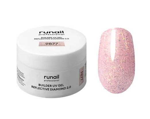 Runail, Моделирующий УФ-гель светоотражающий BUILDER UV GEL REFLECTIVE DIAMOND 2.0, 15г №9877 ЧЗ