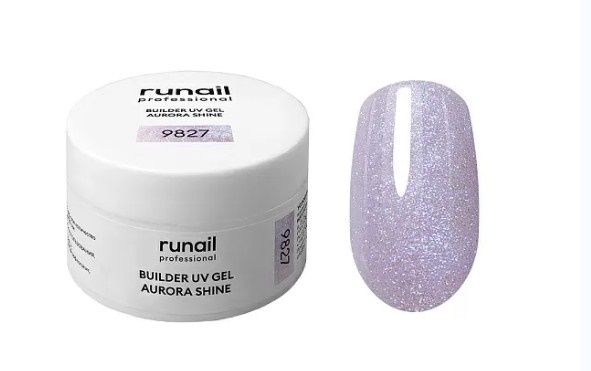 Runail, Моделирующий УФ-гель c шиммером BUILDER UV GEL AURORA SHINE, 15г №9827 ЧЗ
