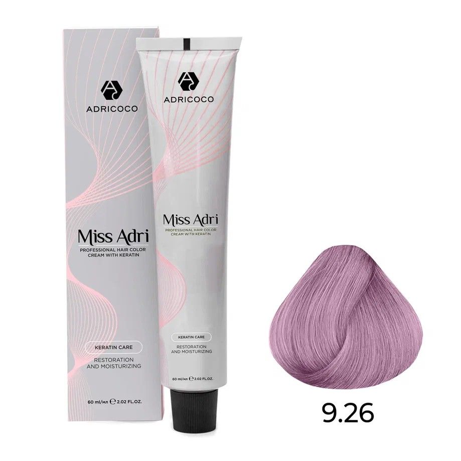  ADRICOCO, К/краска д/волос Miss Adri с кератином, 9.26 Оч. свет. бл. фиол. розов. 60 мл,арт 8713217
