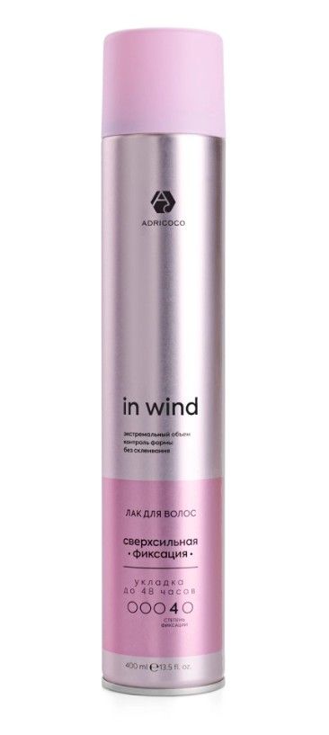 ADRICOCO, Профес. лак для волос In Wind «Сверхсильная фиксация», 400 мл арт 7673652