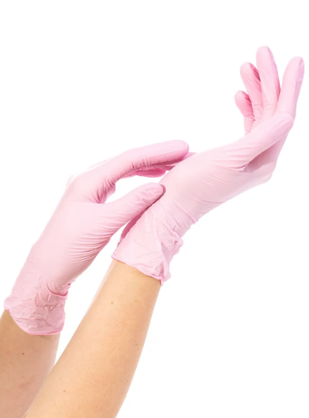 BENOVY, Перчатки нитриловые текстурированные на пальцах S, РОЗОВЫЕ, 50 пар (Ч/З)