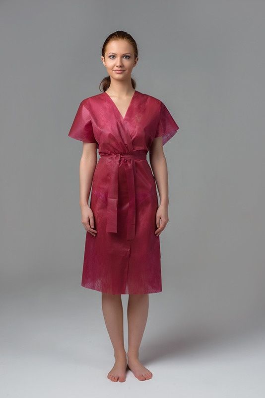 Халат "Кимоно" (бордовый), спандбонд, 10 шт/упк