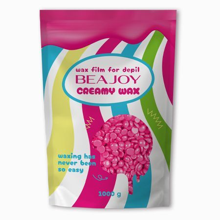 Beajoy, Воск пленочный creamy wax  "Bubble gum", гранулы, 1000 гр