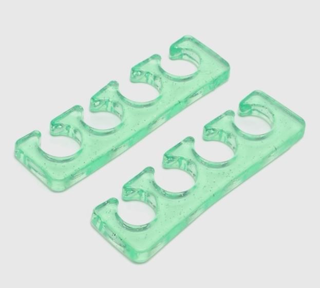 Разделитель для пальцев силиконовый, (Расширитель, прозрачно-зеленый), 2 шт