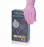 BENOVY, Перчатки нитриловые, L, розовые, 50 пар