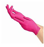 BASIC, Перчатки нитриловые текст. на пальцах M, ЯРКО-РОЗОВЫЕ, 50 пар (Ч/З)